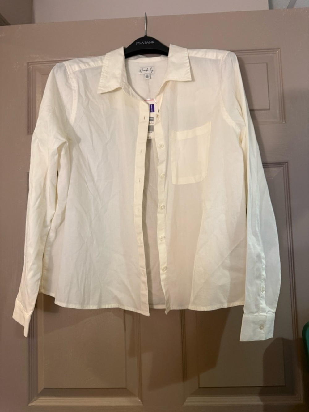 Wonderly Men's Cream Button-Down Shirt with Chest Pocket
